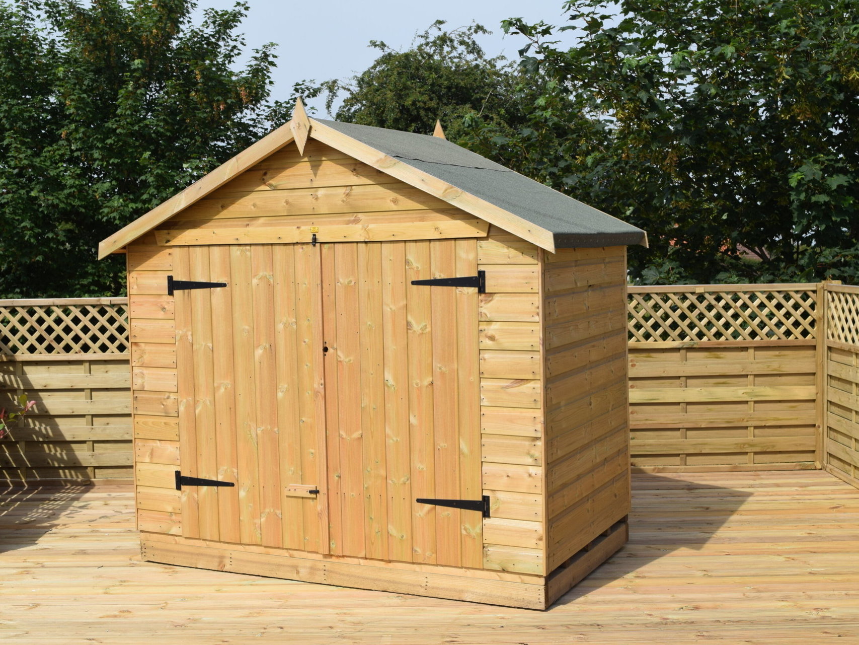 A shed on decking
